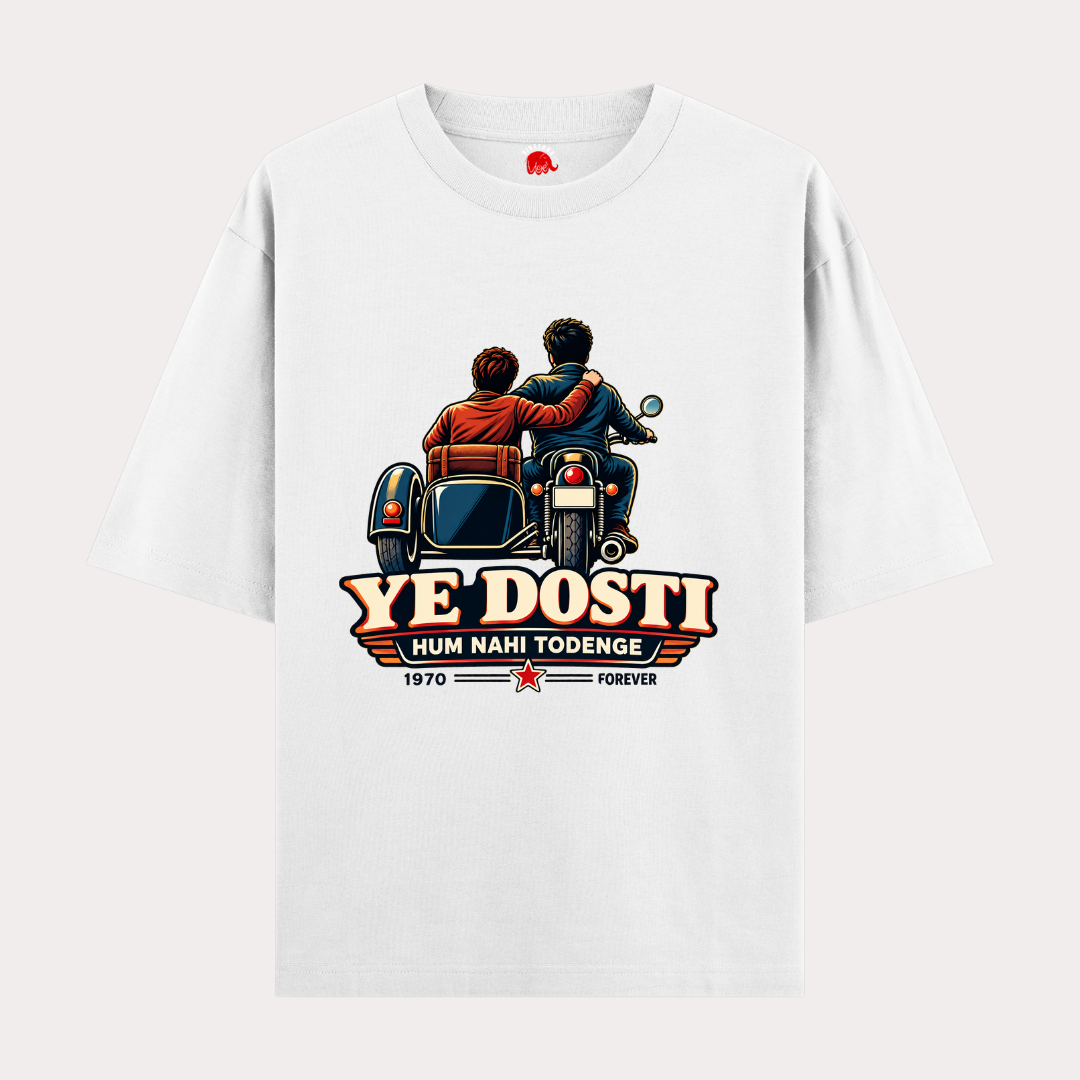 VIBETARA | Ye Dosti Hum Nahi Todenge T Shirt | Friendship Graphic Tee | Retro Best Friend Cotton T Shirt | Unisex Streetwear India
