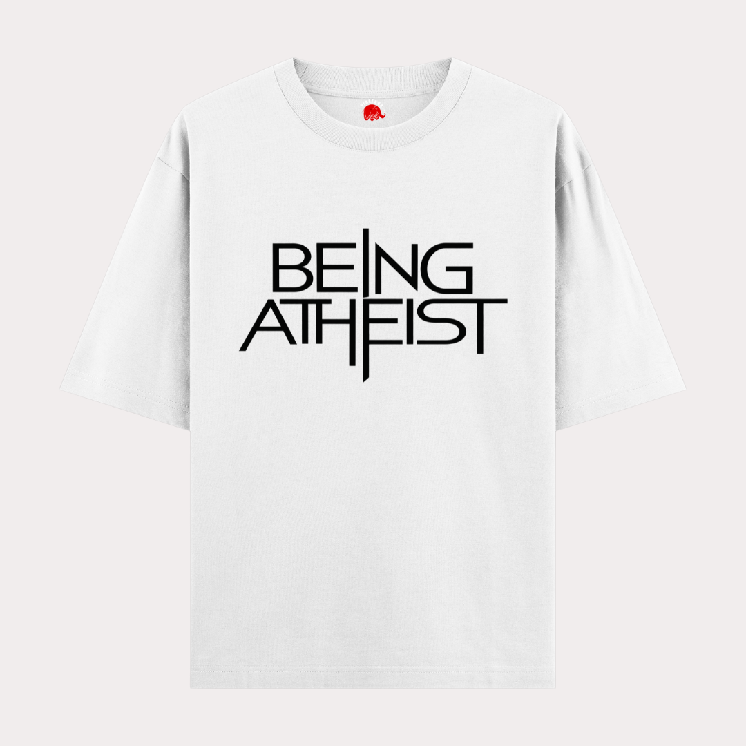 Being Atheist Graphic T-Shirt for Men & Women | Minimalist Statement Oversized Tee – Vibetara