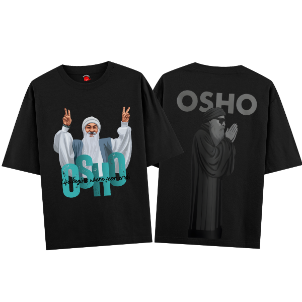 Vibetara-OSHO Oversized Combo T-Shirt for Men & Women – Front & Back Spiritual Graphic Printed Tee