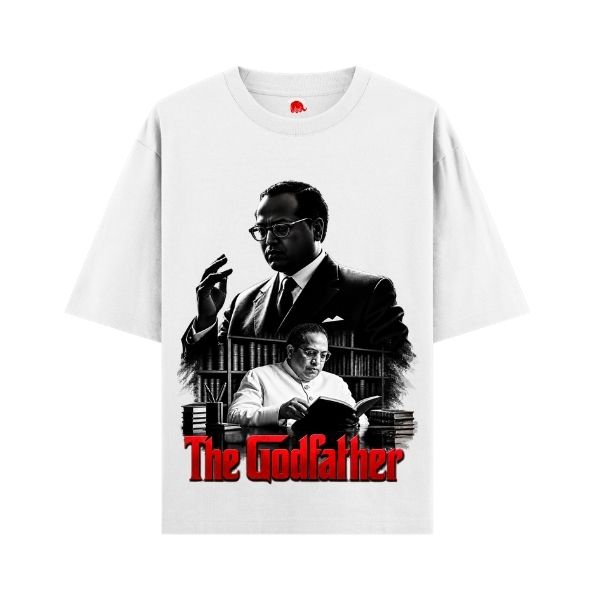 VIBETARA | Godfather Style Black & White T-Shirt | Bold Graphic Printed Tee | Oversized Tshirt