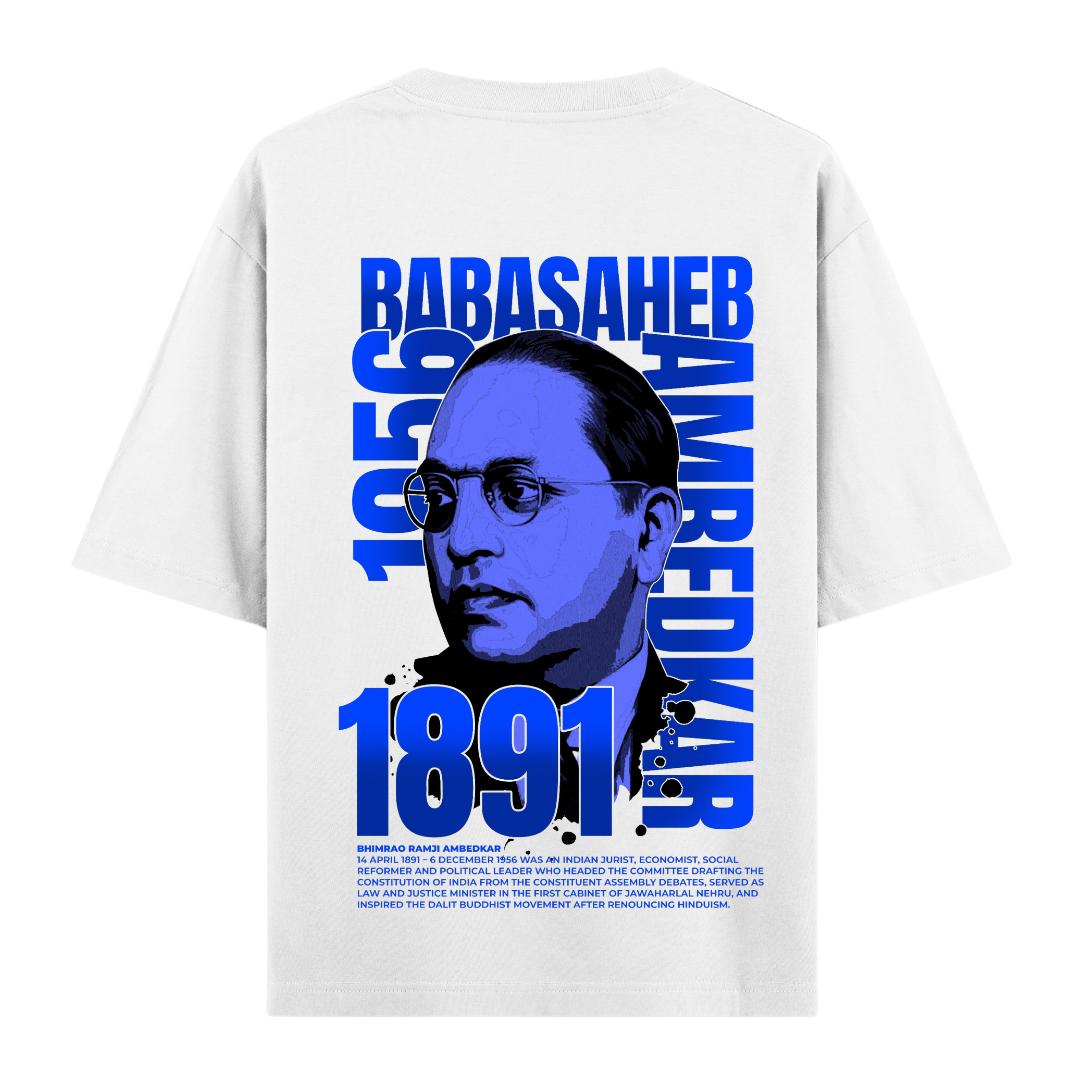 Vibetara - Dr. Babasaheb Ambedkar Jayanti T-Shirt - Front And Back Blue Printed T-Shirt - 14 April - Oversized Round Neck T shirt - Unique Design