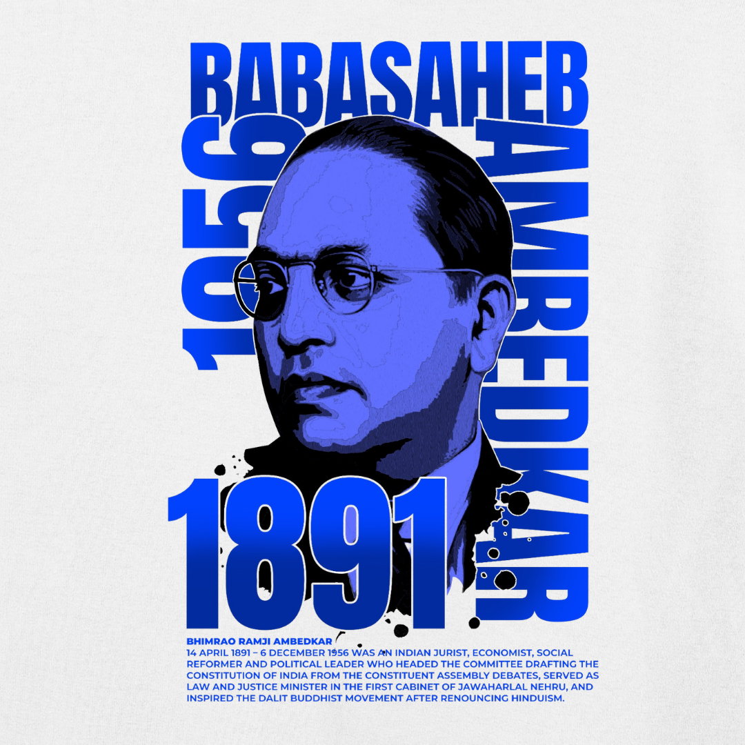 Vibetara - Dr. Babasaheb Ambedkar Jayanti T-Shirt - Front And Back Blue Printed T-Shirt - 14 April - Oversized Round Neck T shirt - Unique Design