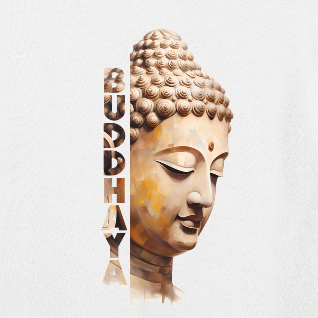 Vibetara - Buddhaya Face Graphic T Shirt - Buddha T Shirt Collection - Oversized Cotton Round neck Tees - For Men And Women
