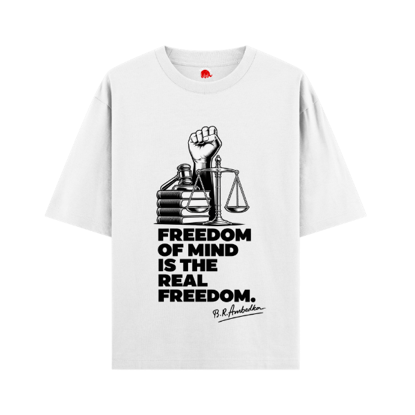 VIBETARA | Dr. B.R. Ambedkar Freedom of Mind Printed T-Shirt | Black & White Graphic T-Shirt