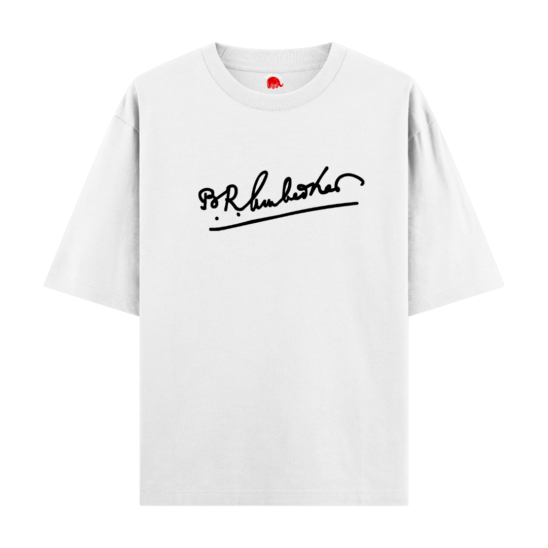 Vibetara - Baba Saheb Ambedkar Signature T-Shirt - Oversized Casual Wear - Round Neck - For Men And Women