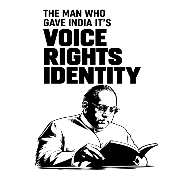 VIBETARA | Dr. Ambedkar Graphic T-Shirt – “Voice Rights Identity” Print | Premium Black Cotton Streetwear Tee