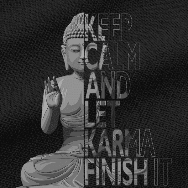 Vibetara-Keep Calm Let Karma Finish Buddha Quotes Oversized T-Shirt – Spiritual Quote Aesthetic Black Tee