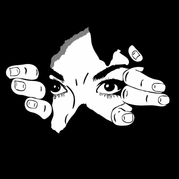 Vibetara Hidden Gaze Dark Aesthetic Eye Graphic T-Shirt for Women – Minimal Black Streetwear Tee with Mysterious Eyes Design