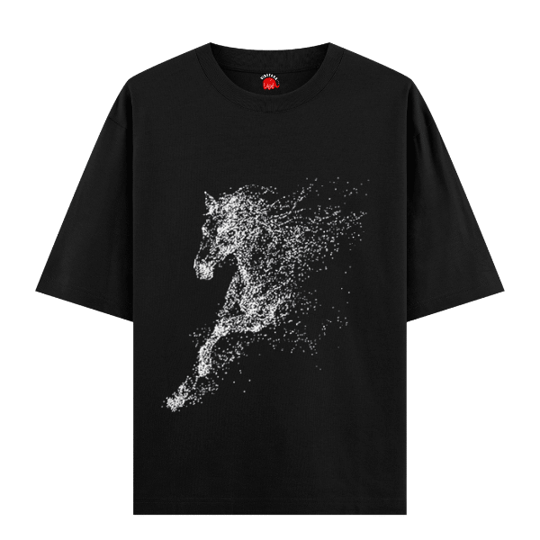 Vibetara-Power in Motion T-Shirt | Abstract Running Horse Graphic | Oversized Unisex