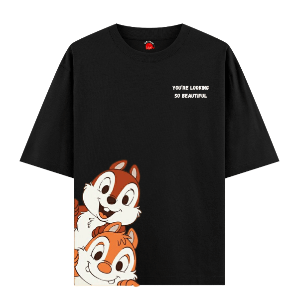 Vibetara-Cute Cartoon Compliment Graphic T-Shirt for  Women – “You’re Looking So Beautiful” Aesthetic  Tee