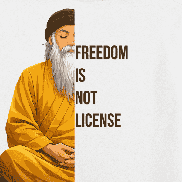 Vibetara-Freedom Is Not License T-Shirt | Anime Spiritual Oversized Graphic Tee with Front Quote & Back Meditative Art