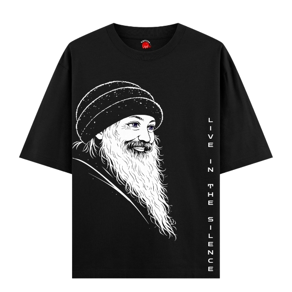 Vibetara- “Live In The Silence” OSHO Anime Zen Calm Energy Graphic Tee | Oversied & Regular