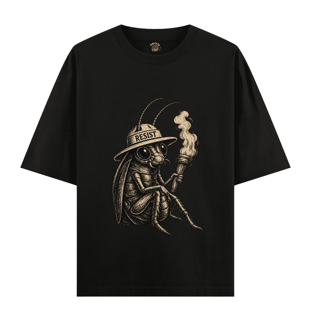 Vibetara-Cockroach Resist Oversized T-Shirt | Trending Cockroach Graphic Tee