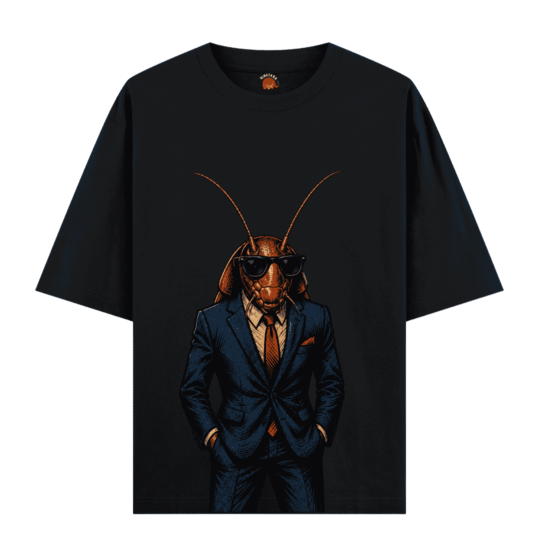 Vibetara-Cockroach Boss Oversized T-Shirt | Trending Cockroach Graphic Tee