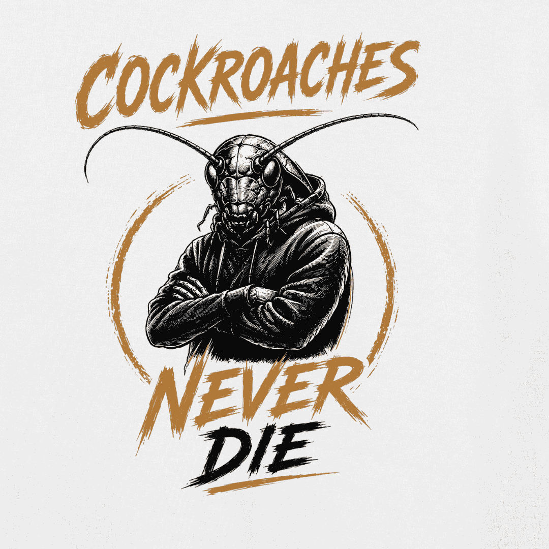 Vibetara-Cockroaches Never Die Oversized T-Shirt | Trending Cockroach Graphic Tee
