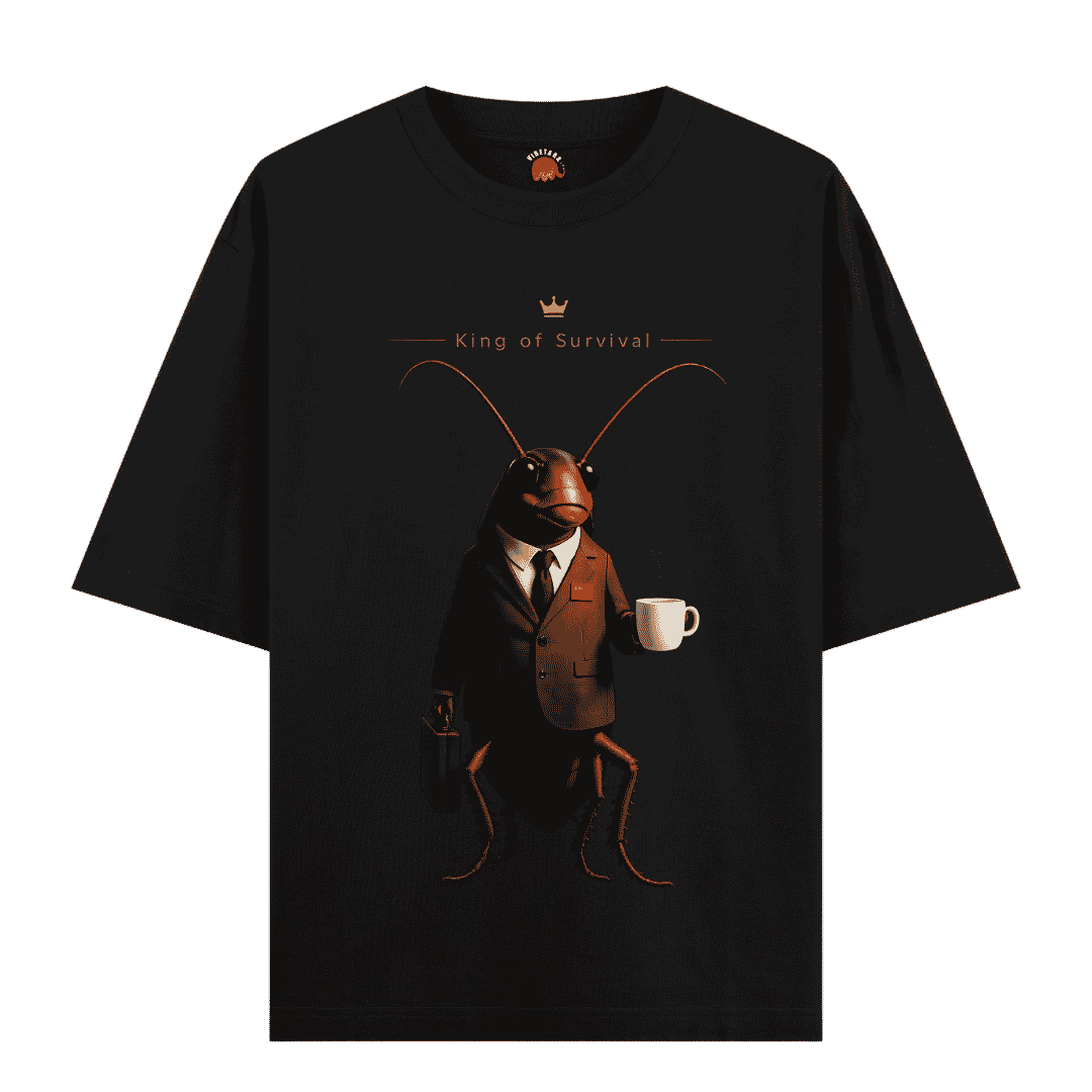 Vibetara-King of Survival Cockroach Oversized T-Shirt | Trending Cockroach Graphic Tee