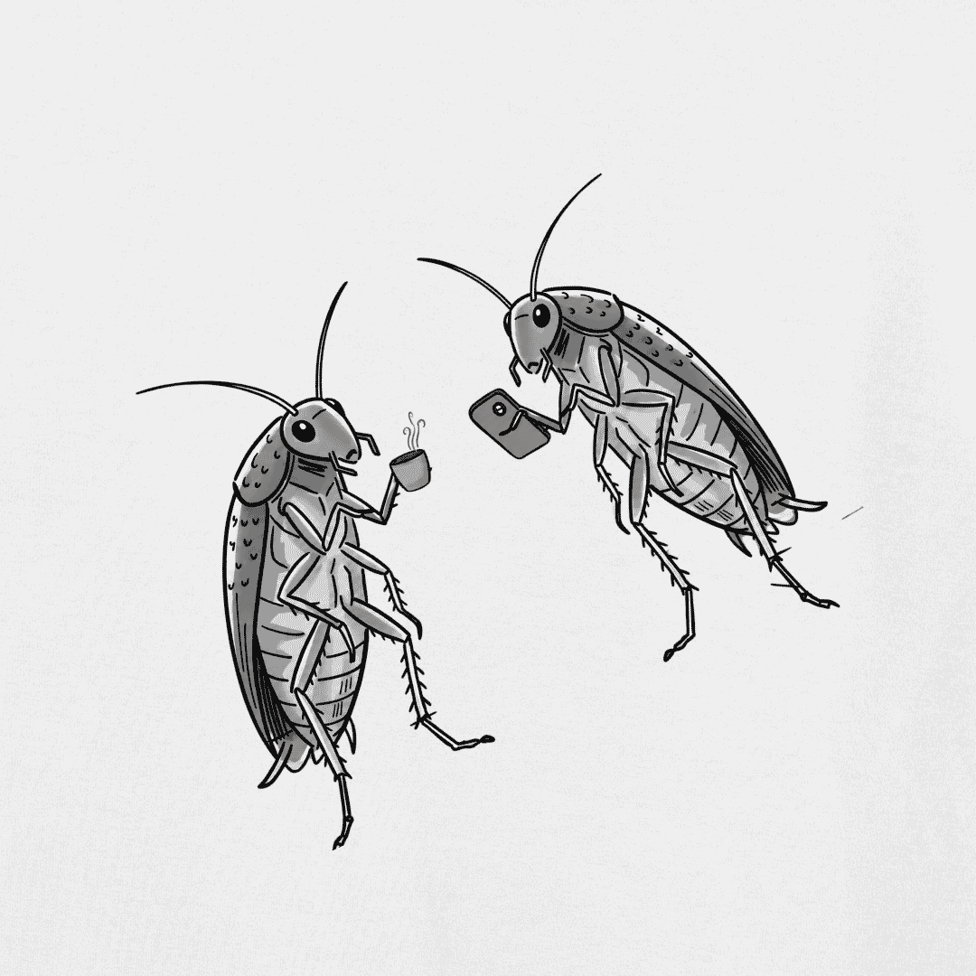 Vibetara-Cockroach Chai Time Oversized T-Shirt | Funny Cockroach Graphic Tee