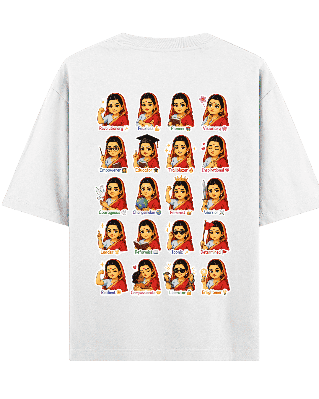 Vibetara-Savitribai Phule Pioneer Oversized T-Shirt – Social Reformer Graphic Back Print Tee