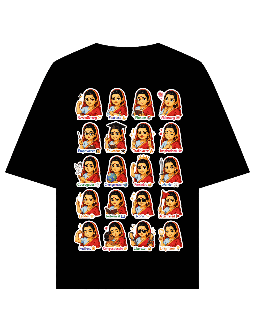 Vibetara-Savitribai Phule Oversized T-Shirt for Women & Men – “Who Cares?” Social Reformer Graphic  Print Tee