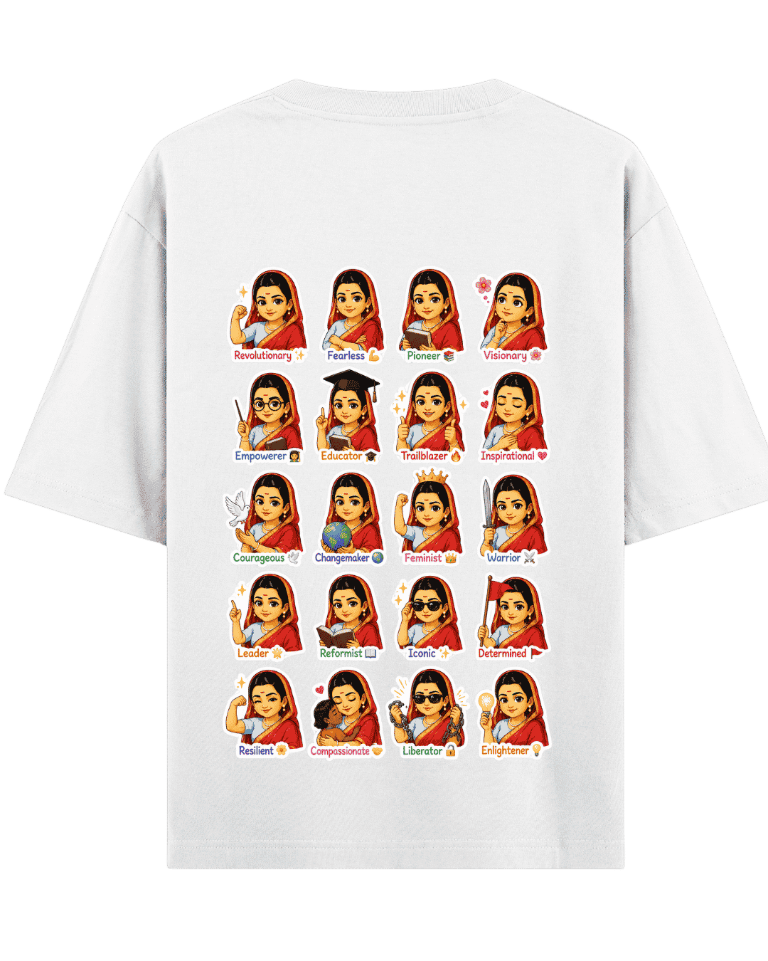 Vibetara-Savitribai Phule Pioneer Oversized T-Shirt – Social Reformer Graphic Back Print Tee
