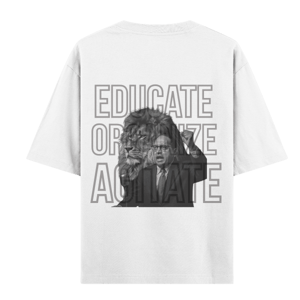 Vibetara-Educate Organize Agitate Oversized T-Shirt | Dr. Ambedkar Quote Graphic Tee