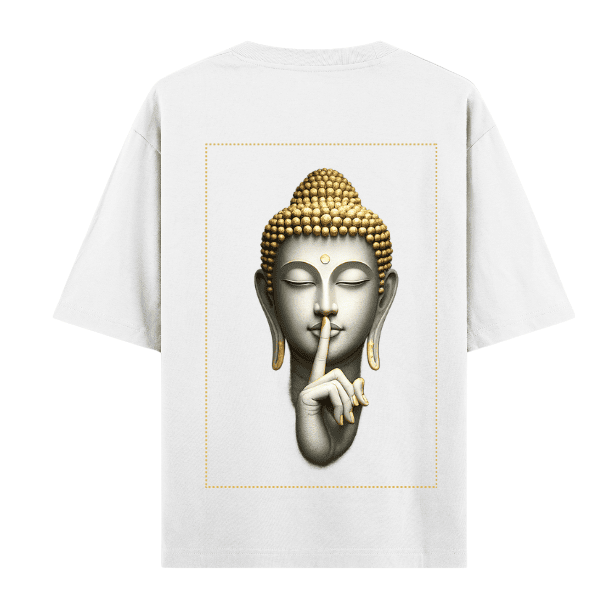 Vibetara- Inspired Silence Buddha Oversized T-Shirt | Premium Graphic Tee (Black & White)