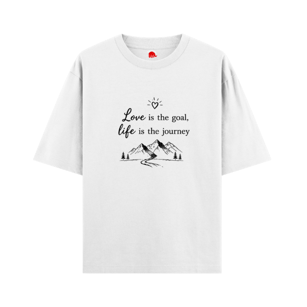 Vibetara-Love is the Goal Life is the Journey Osho Oversized T-Shirt | Spiritual Quote Tee