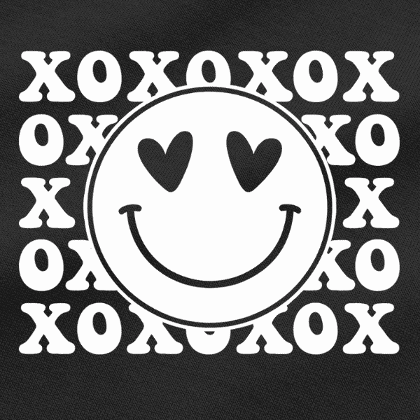 Vibetara-XOXO Smiley Graphic T-Shirt for Women | Heart Eyes Aesthetic Oversized Tee