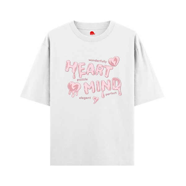 Vibetara-Heart Mind Graphic T-Shirt for Women | Cute Dripping Typography Tee | Aesthetic Casual Oversized Cotton T-Shirt
