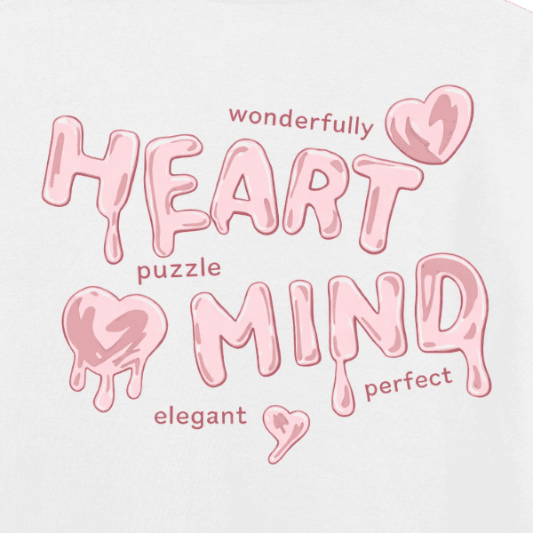 Vibetara-Heart Mind Graphic T-Shirt for Women | Cute Dripping Typography Tee | Aesthetic Casual Oversized Cotton T-Shirt