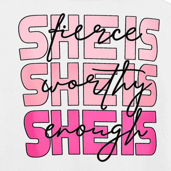 Vibetara-She’s Fierce Graphic T-Shirt for Women | Bold Typography Motivational Tee | Aesthetic Casual Oversized Cotton T-Shirt