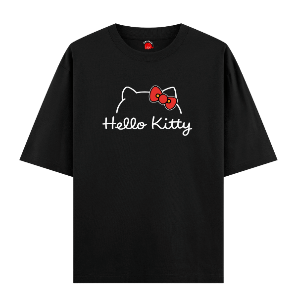 Vibetara-Cute Hello Kitty Graphic T-Shirt for Women | Minimal Cartoon Print Casual Tee | Soft Cotton Oversized T-Shirt