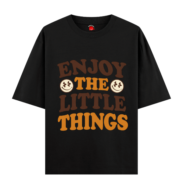 Vibetara-Enjoy The Little Things Graphic T-Shirt for Women | Motivational Typography Tee