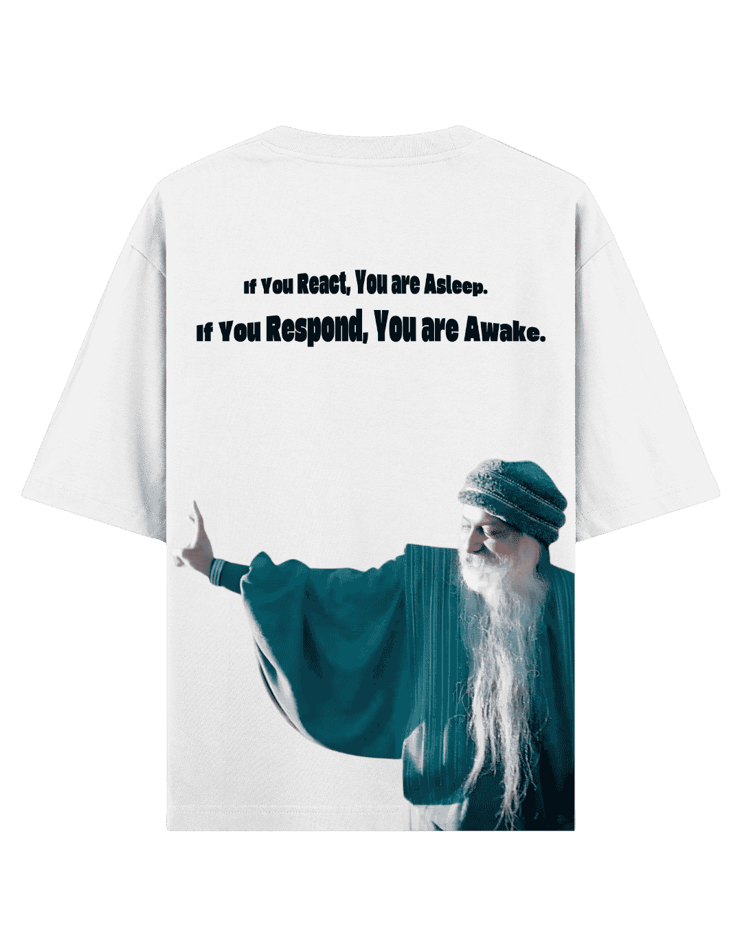 Vibetara-OSHO Awake Quote Oversized T-Shirt | Spiritual Minimal Graphic Tee for Men & Women
