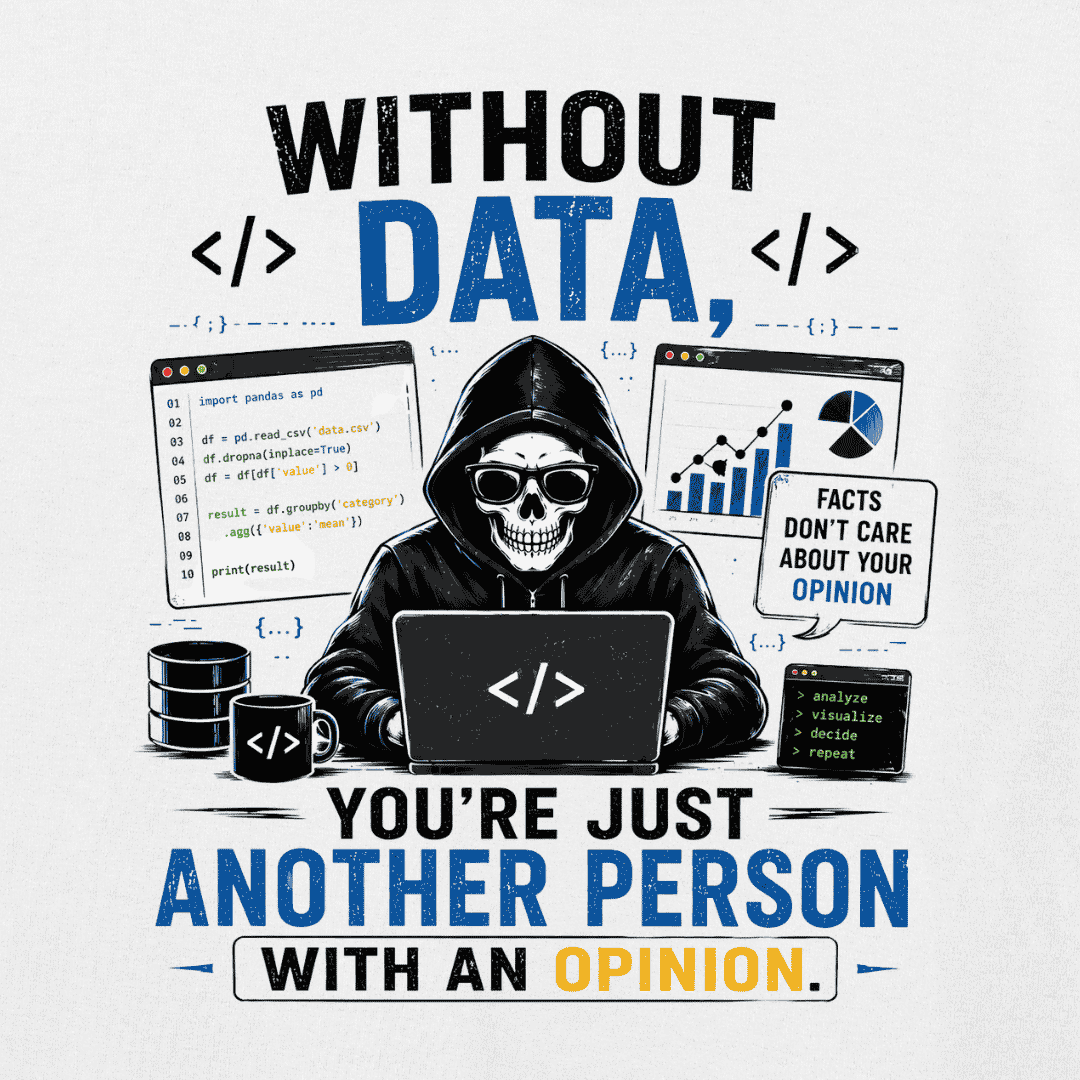 Vibetara-Without Data, You're Just Another Person With an Opinion – Data Nerd Oversized T-Shirt