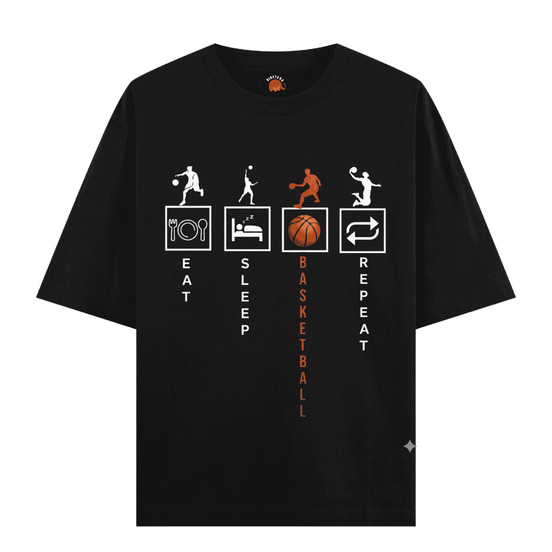 Vibetara-Eat Sleep Code Repeat Oversized T-Shirt | Coding Graphic Tee for Programmers