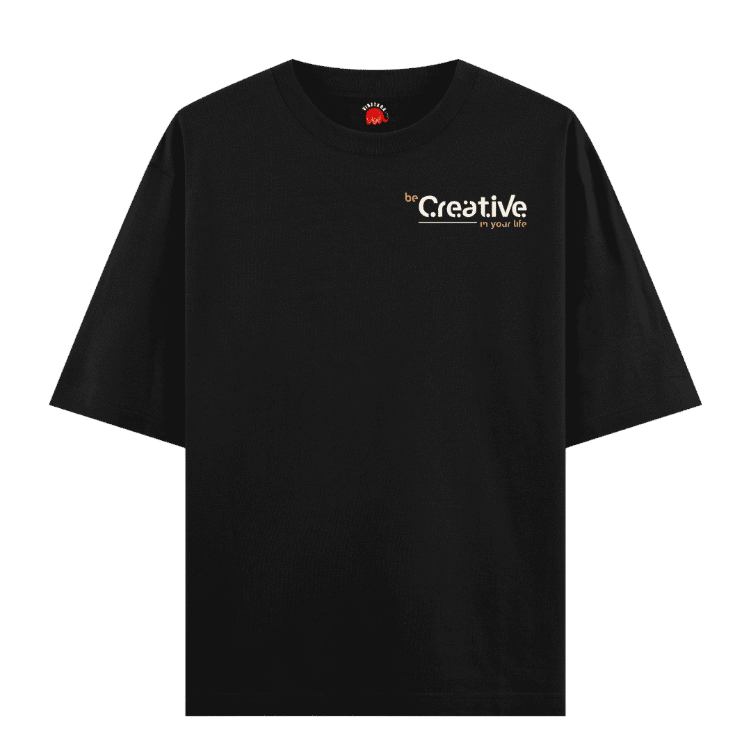 VibeTara “Be Creative” Minimal Aesthetic Oversized Graphic Tee for Creators