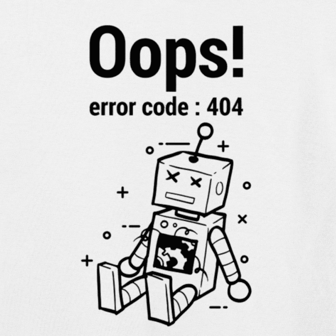 Vibetara Oops 404 Error Graphic Oversized T-Shirt – Black & White