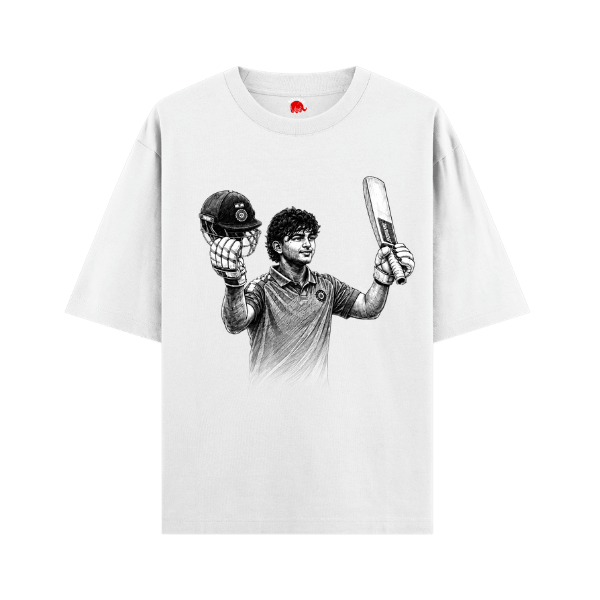 Vibetara-Rising Star Cricket Graphic Oversized T-Shirt | Inspirational Cricket Fan Tee