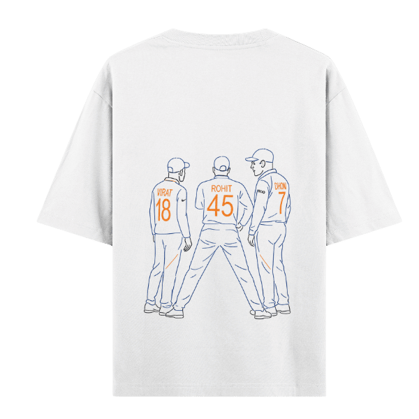 Vibetara-Cricket Legends Squad Graphic Oversized T-Shirt | Iconic Cricket Fan Tee