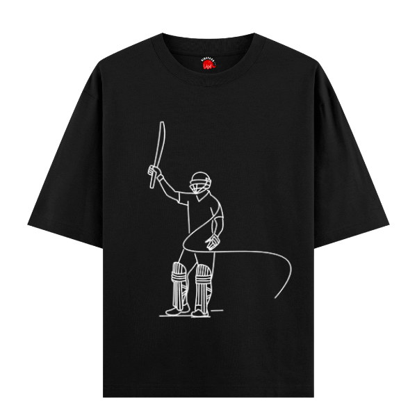 Vibetara-Victory Shot Cricket Graphic Oversized T-Shirt | Minimal Sports Printed Tee