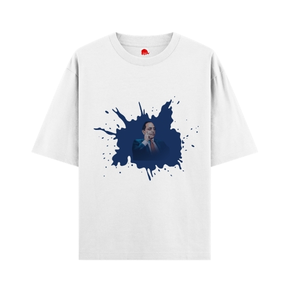 Vibetra-Mahamanav Tribute Oversized Black T-Shirt with Blue Graphic Print