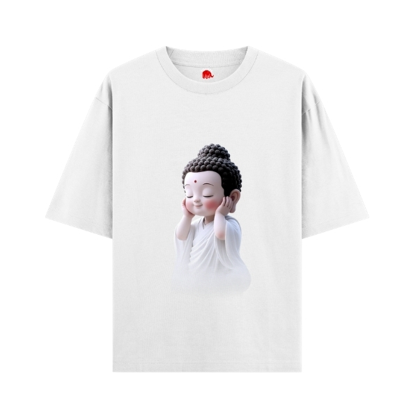 Vibetara-Cute Buddha No Noise Oversized T-Shirt | Peaceful Aesthetic Graphic Tee