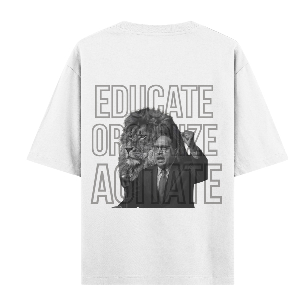 Vibetara-Educate Organize Agitate Oversized T-Shirt | Dr. Ambedkar Quote Graphic Tee